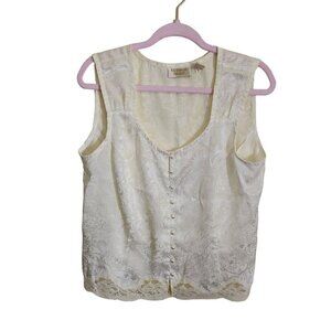 Victoria's Secret Vintage Gold Label Cream Lace Satin Camisole Size L